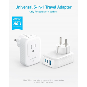 شاحن أنكر الجداري 5 في 1 – 15 واط | أبيض