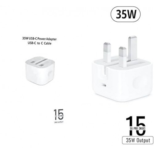 شاحن ثلاثي 35 واط مع كابل Type-C إلى Type-C – أبيض