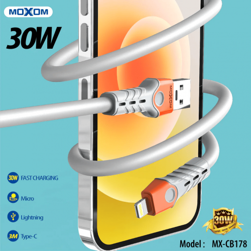كابل شحن فائق السرعة من MOXOM بقوة 30 وات